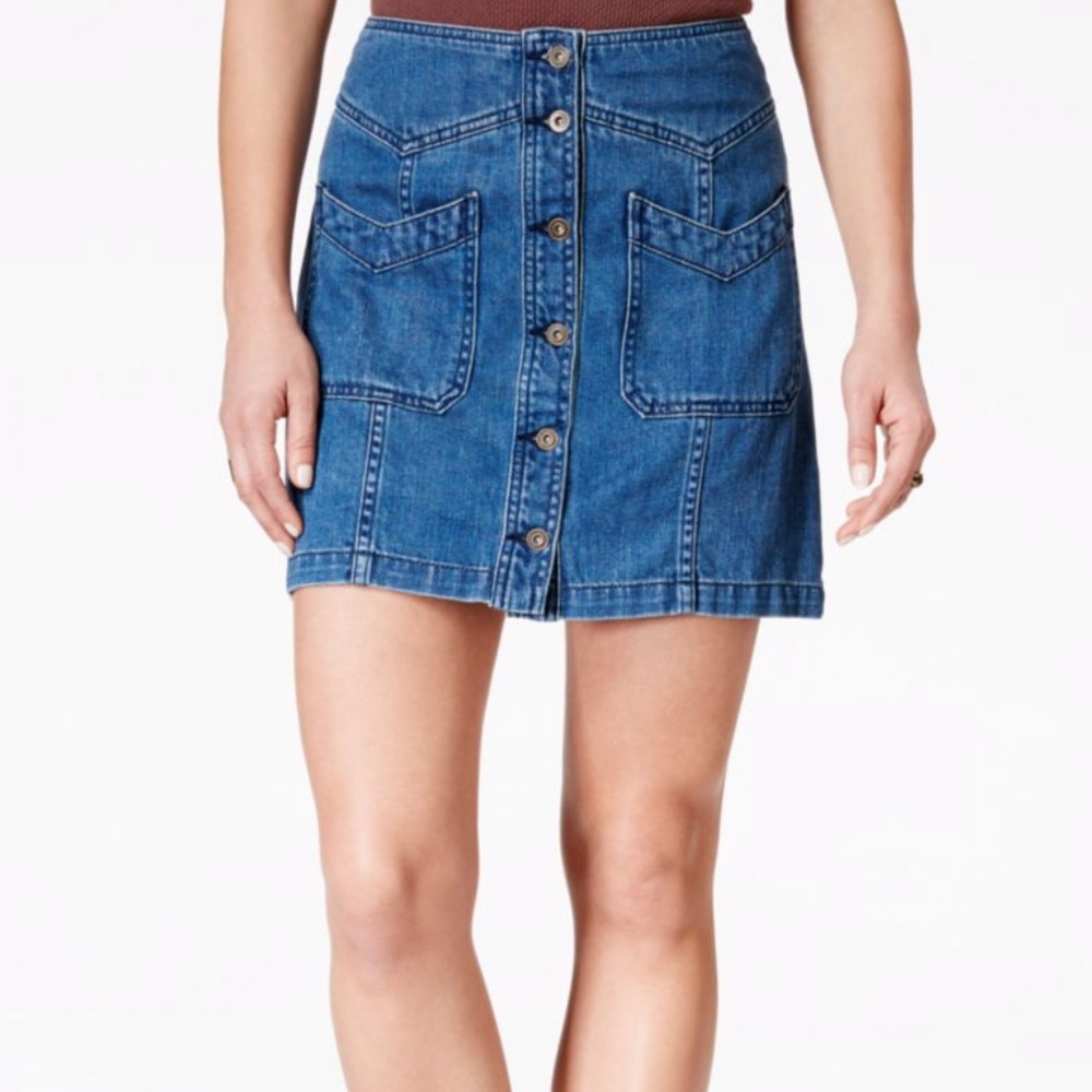 SALE! Free People Come a Little Closer Denim Skirt